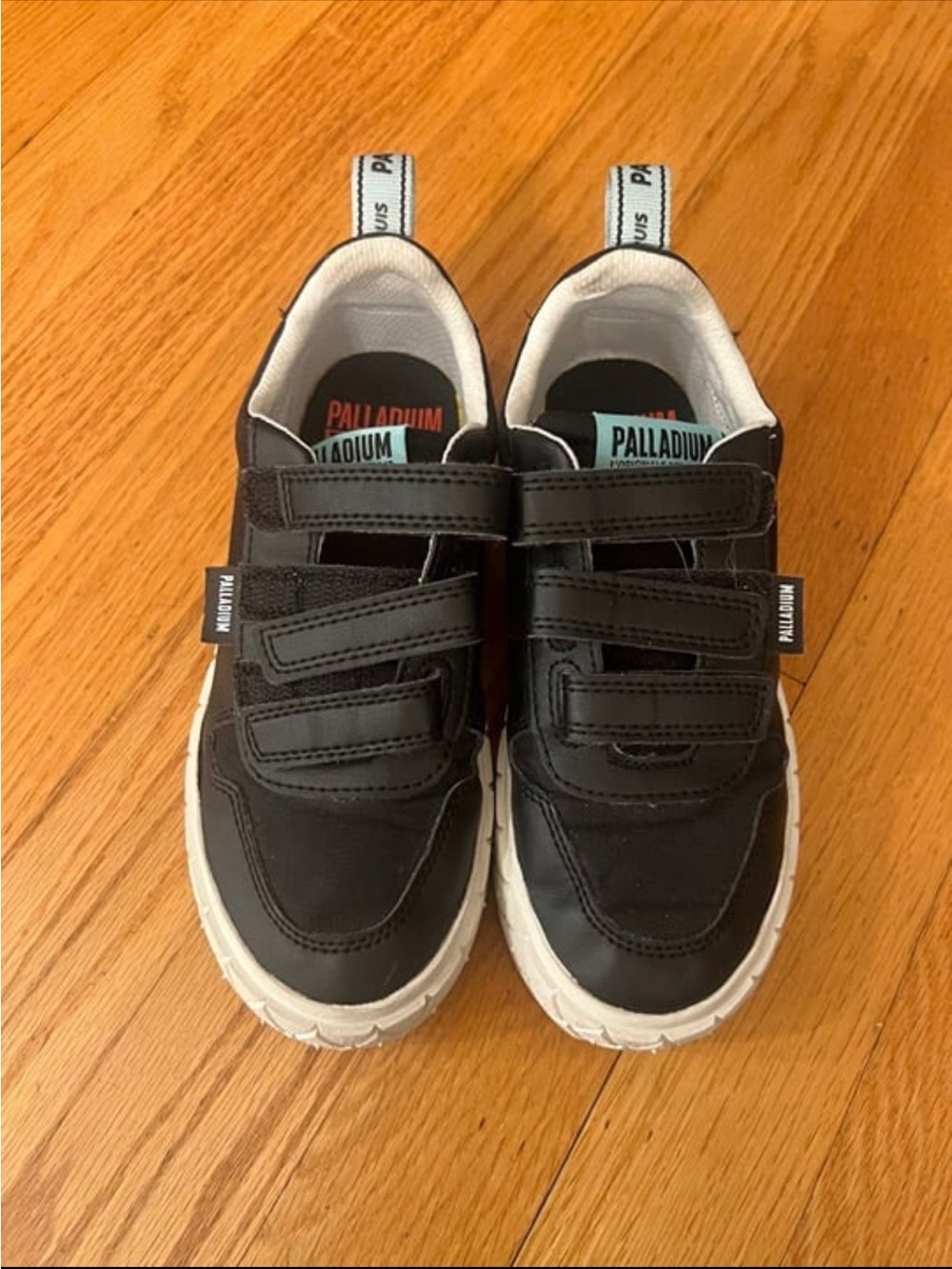 Palladium Kids Black and White Velcro Sneakers